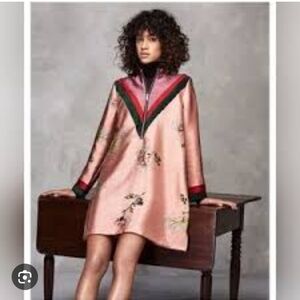 Scotch & Soda Pink Floral Silk Dress Size M Retro Mod A-Line Long Sleeve Shift